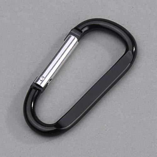 6PCS Black Carabiner Caribeaner Clip,3" Large Aluminum D Ring Shape Carabeaner with 6PCS Keyring Keychain Hook… - Image 5