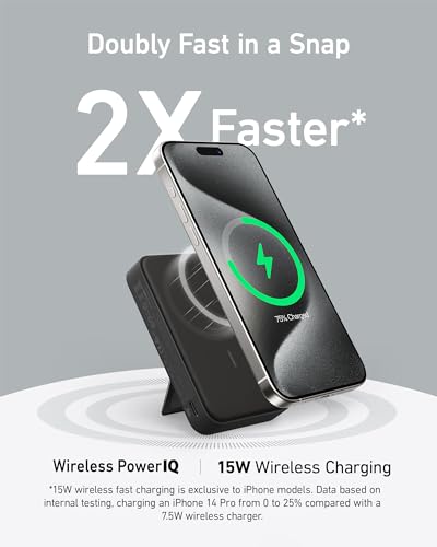 Anker MagGo Power Bank, Qi2 Certified 15W Ultra-Fast MagSafe-Compatible Portable Charger, 10,000mAh Battery Pack with Smart Display & Foldable Stand, For iPhone 16/15/14/13 Only (USB-C Cable Included) - Image 3