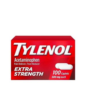 Tylenol Extra Strength Caplets with 500 mg Acetaminophen, Pain Reliever and Fever Reducer for Headache, Backache, Toothache & Minor Arthritis Pain Relief, 100 Count
