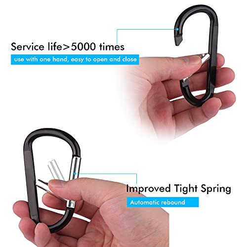 6PCS Black Carabiner Caribeaner Clip,3" Large Aluminum D Ring Shape Carabeaner with 6PCS Keyring Keychain Hook… - Image 4
