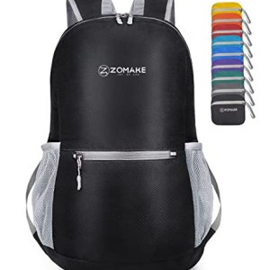 ZOMAKE Ultra Lightweight Hiking Backpack 20L - Packable Small Backpacks Water Resistant Daypack for Women Men(Black)