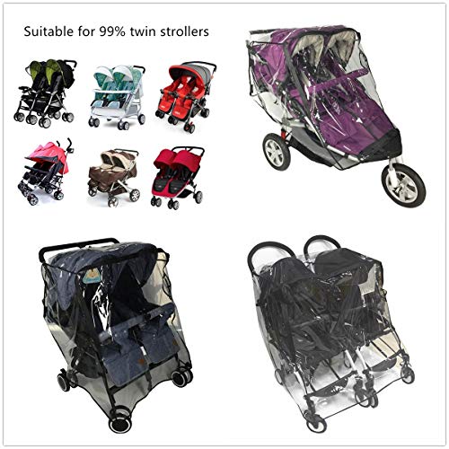 Stroller Rain Cover,Universal Rain Cover for Side by Side Baby Stroller, Double Stroller Cover for Rain and Wind,Baby Outdoor Activities Accessories. - Image 3