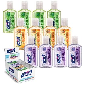 Purell Advanced Hand Sanitizer Gel Infused with Essential Oils, Scented Variety Pack, 1 fl oz Travel Size Flip Cap Bottles (Box of 12 Bottles)- 3901-24-CMRMETRY