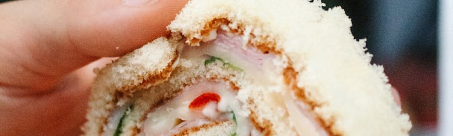 rolled sandwich with festive background light